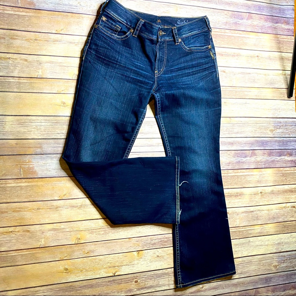 Silver Suki Jeans Curvy Fit Dark Wash Size 33 / 30 Mid Rise Wide Leg Bootcut
